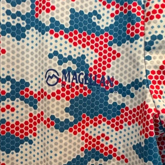 Magellan Outdoors Kids Camo Long Sleeve Shirt - Blue, Red, White - Picture 4 of 5